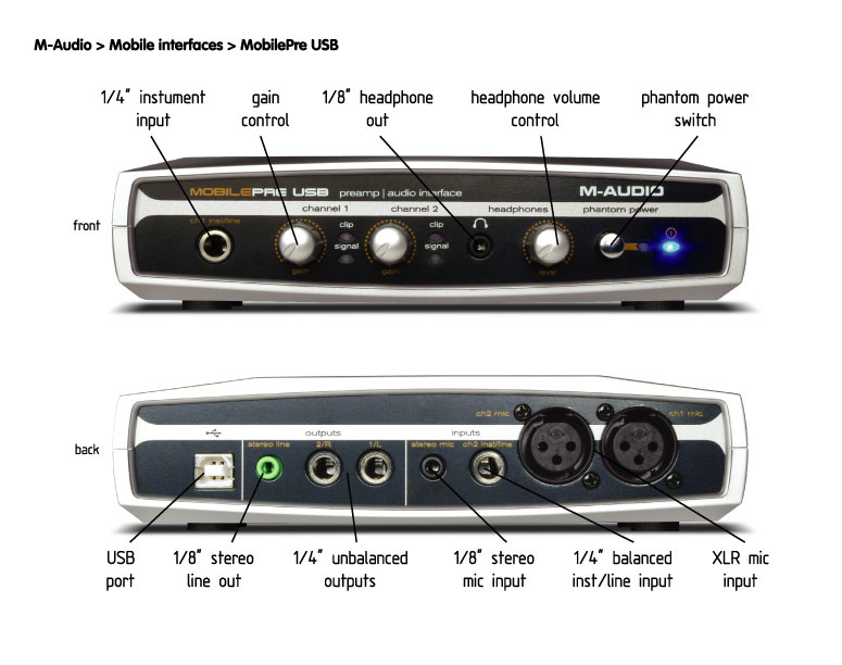 M-AUDIO Mobile Pre MobilePre USB 2进2出音频接口 - 广州玄动音乐录音室 - 广州玄动文化传播有限公司